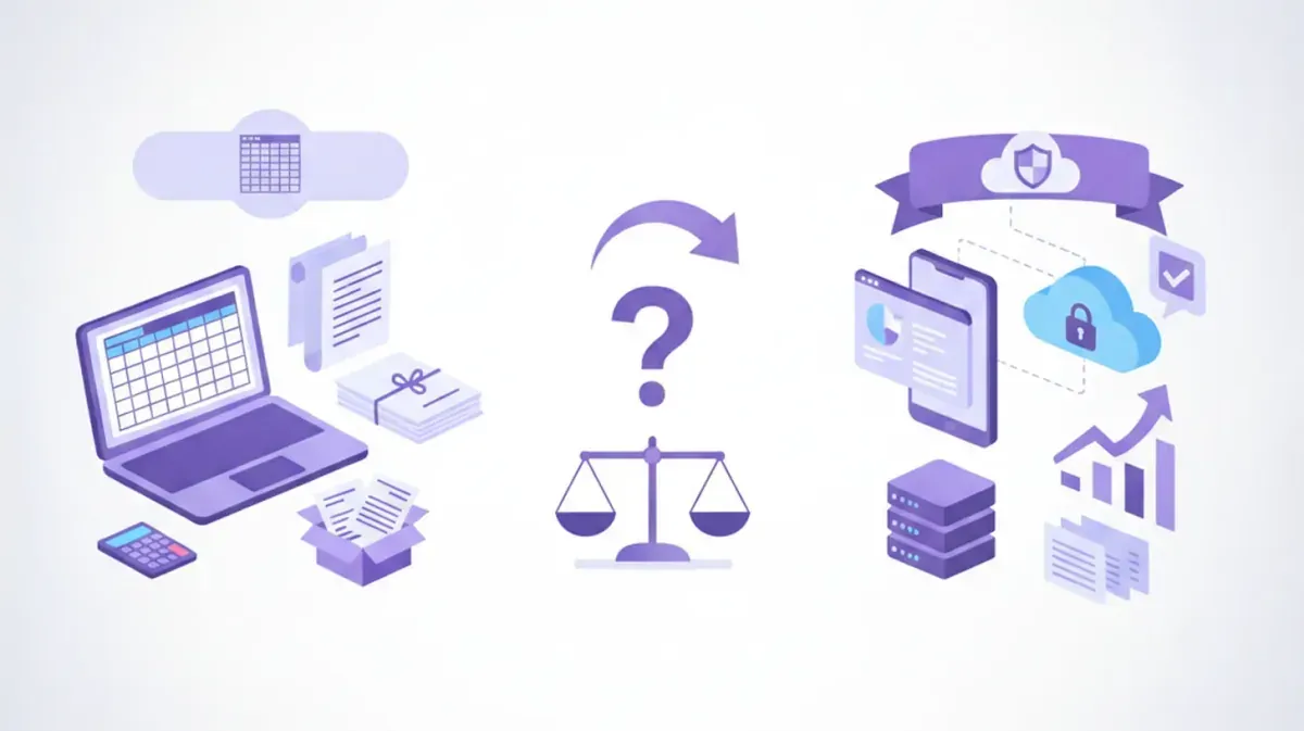 Planilha de controle de estoque grátis comparada com um sistema de estoque