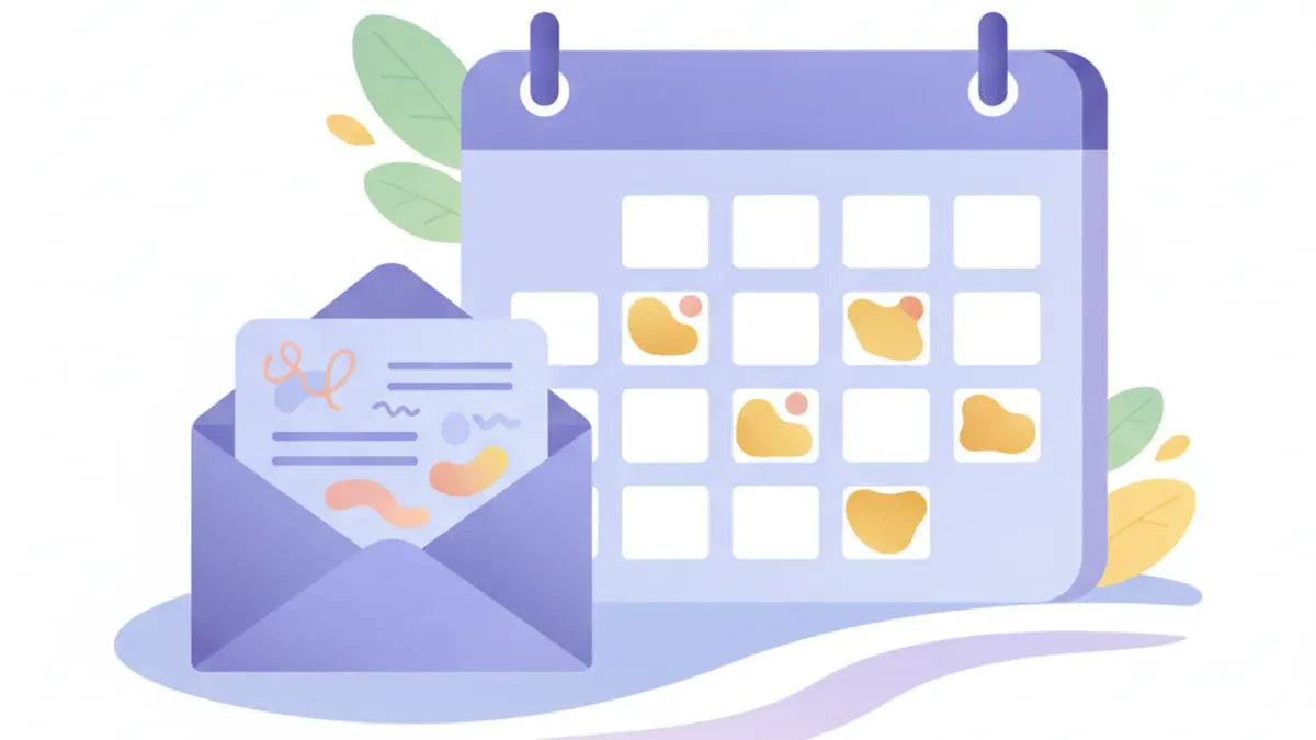 Ilustración de un calendario con días marcados y una carta de aviso