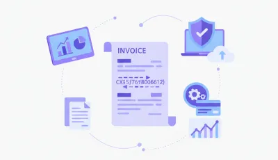 Ilustración vectorial de un código CUF integrado en una factura electrónica