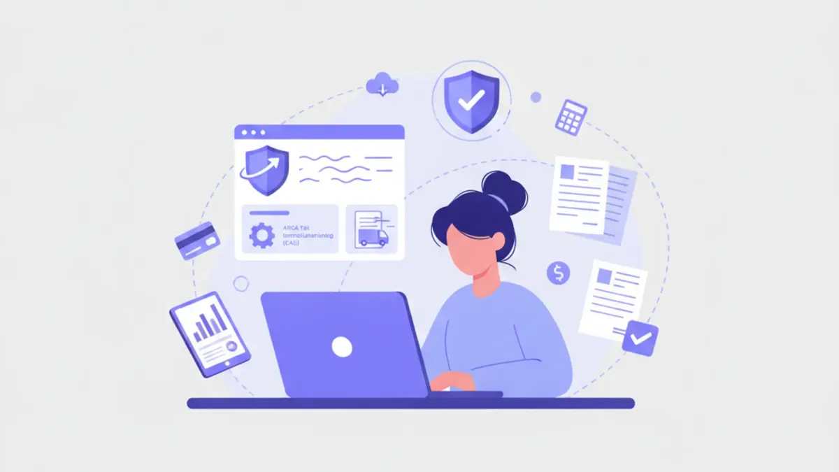 Emprendedor argentino gestionando tienda dropshipping en notebook con gráficos de facturación ARCA y logística