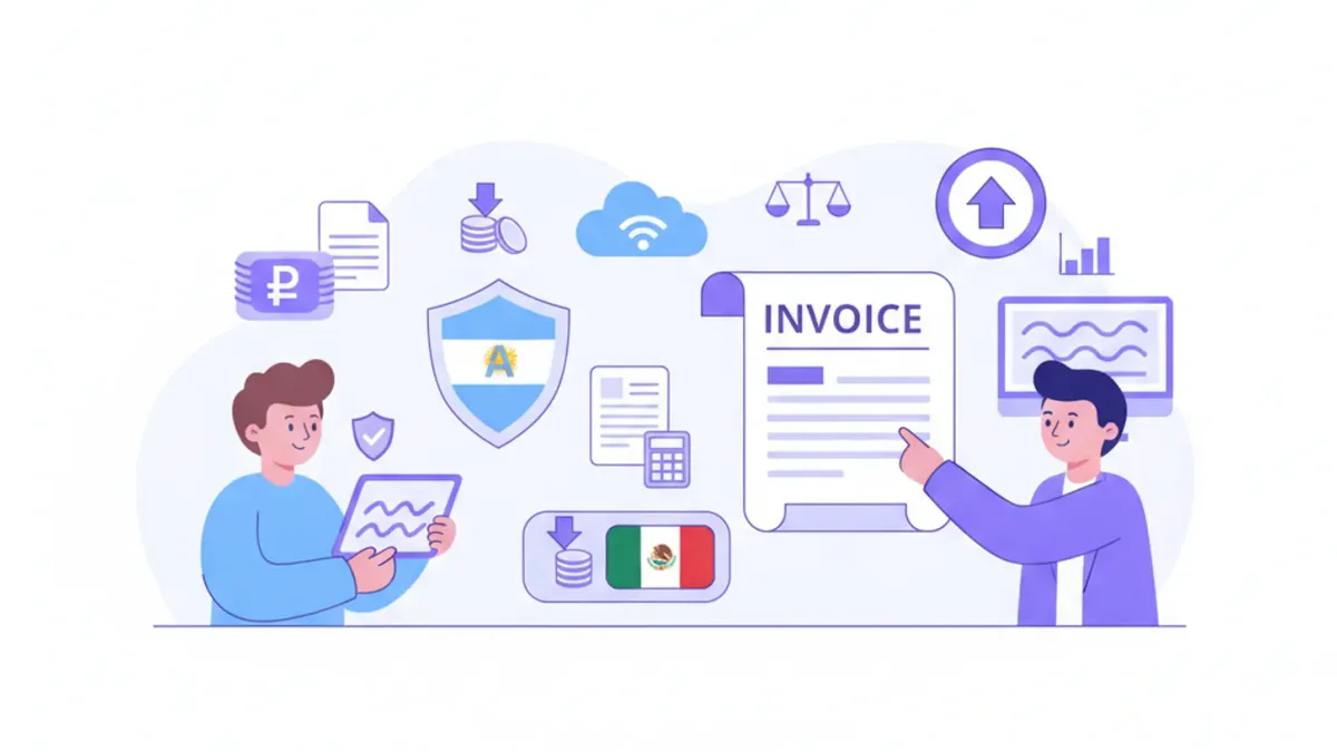 Ilustración vectorial de un empleado y un patrón con símbolos de impuestos y la bandera de México