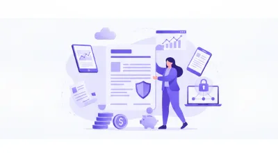Ilustración vectorial de un trabajador mostrando su número de seguridad social en un documento