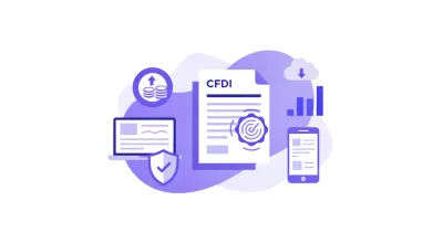 Ilustración vectorial del Régimen Simplificado de Confianza RESICO en México con iconos de facturación CFDI y el SAT