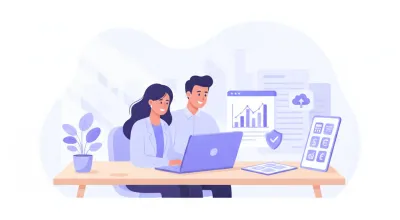 Dos personas comparando documentos societarios en una oficina moderna y minimalista
