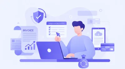 Ilustração vetorial de um trabalhador preenchendo o formulário de seguro-desemprego online