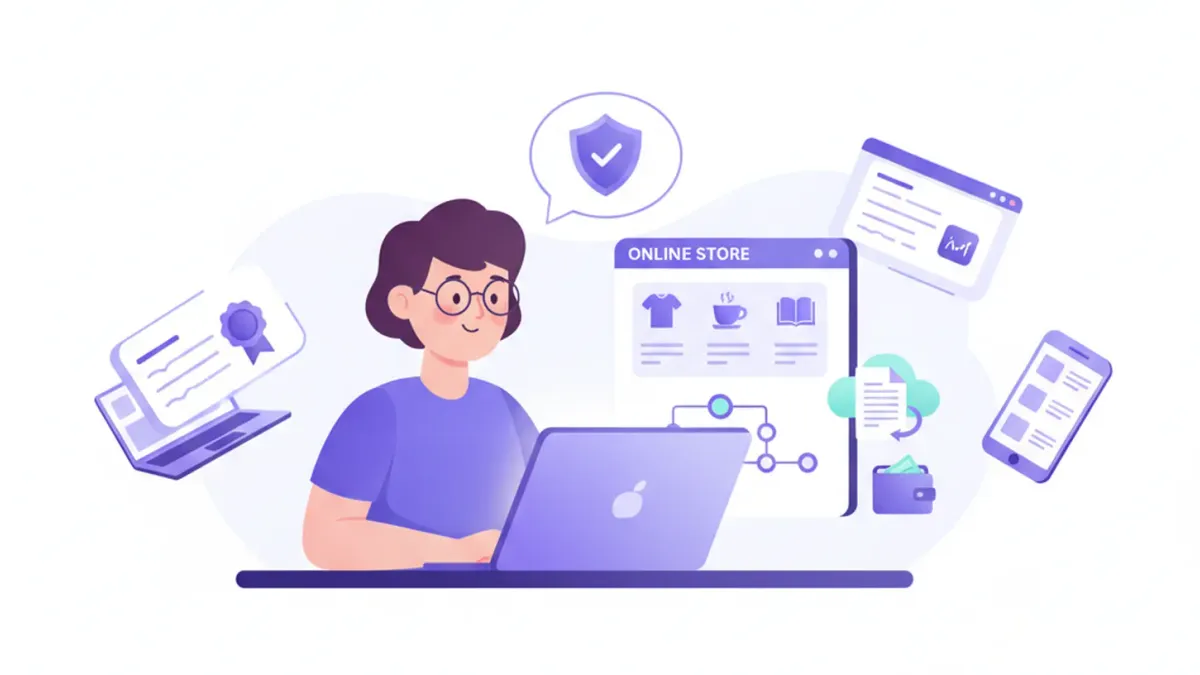 Ilustración de una tienda online propia con facturación automática