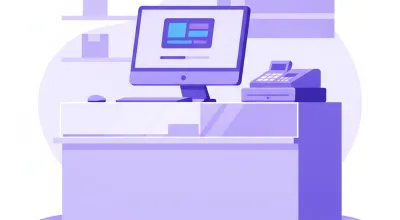 Ilustración de una PC de mostrador mostrando el aviso de actualización de Windows 11 fuera del horario de atención del local