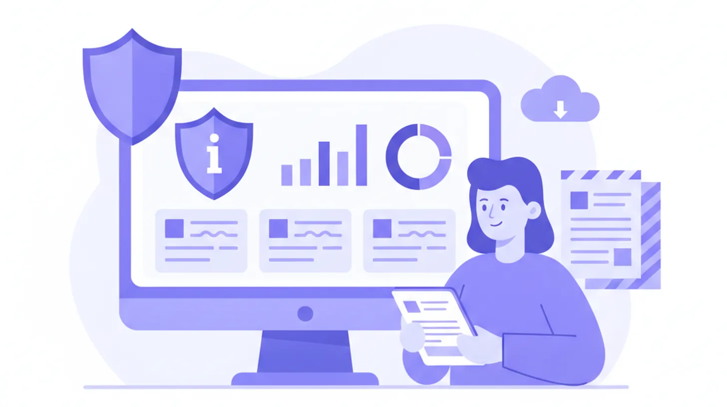 Ilustración vectorial de un trabajador consultando su saldo INFONAVIT en una pantalla