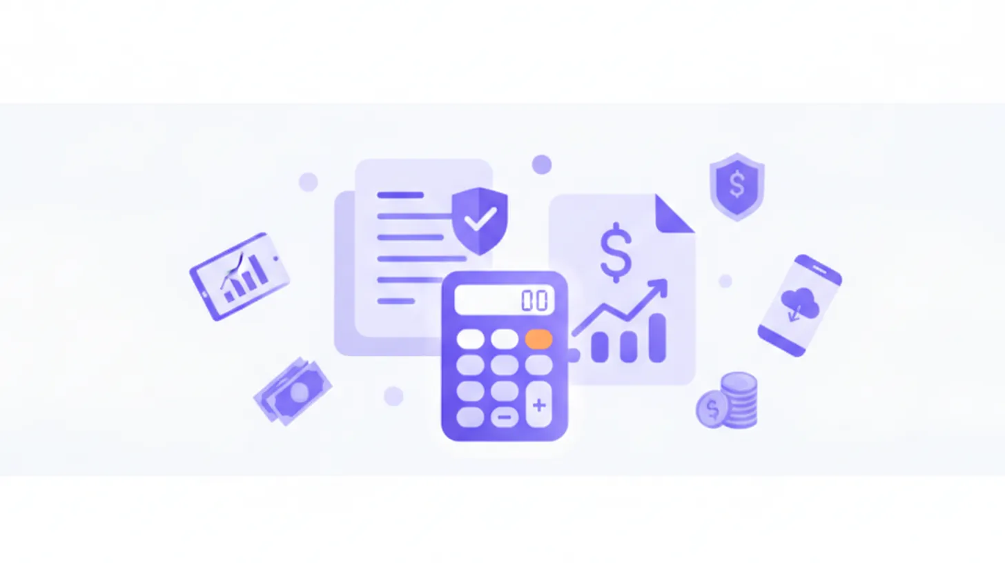 Ilustración vectorial de cálculo de finiquito con documentos y calculadora