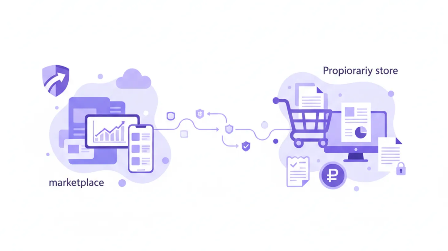 Marketplace vs tienda propia: pros y contras 2026